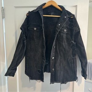 Distressed Black Jean Jacket